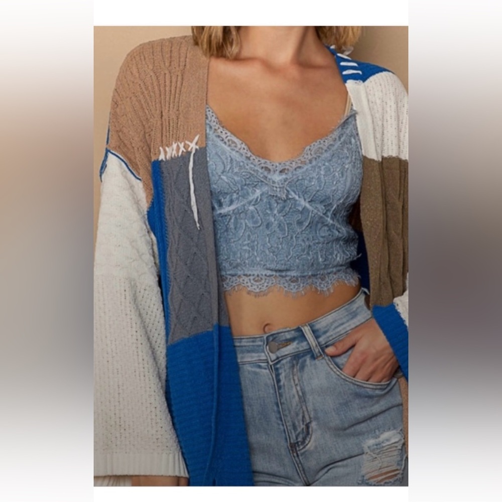 Pol Colorblock Patchwork Cardigan - image 1